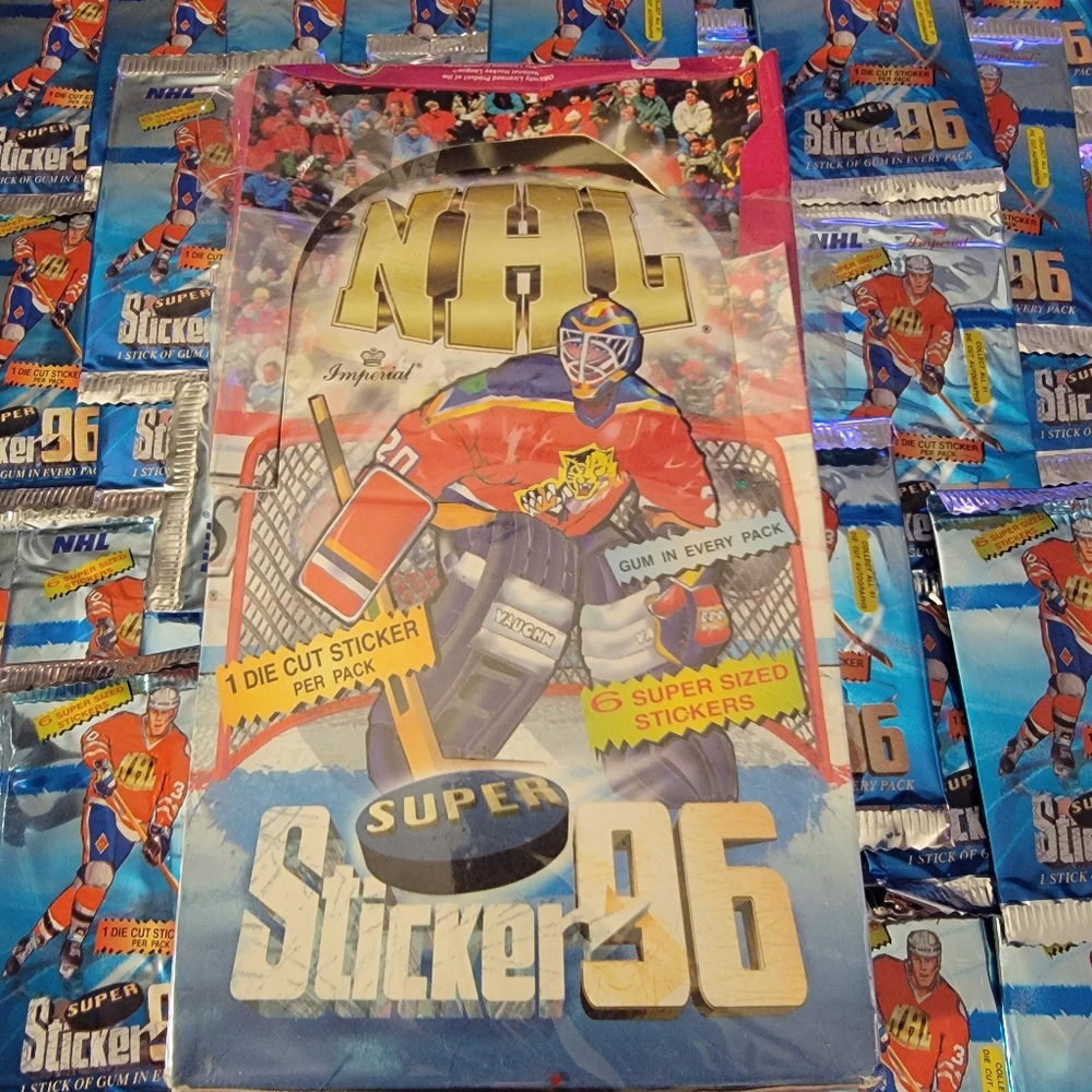 Vintage 48 Packs NHL 1995-96 Imperial Super Stickers Hockey Cards Sealed + Box